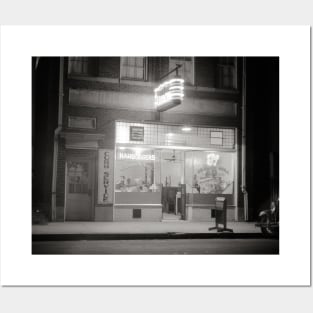 Diner at Night, 1940. Vintage Photo Posters and Art